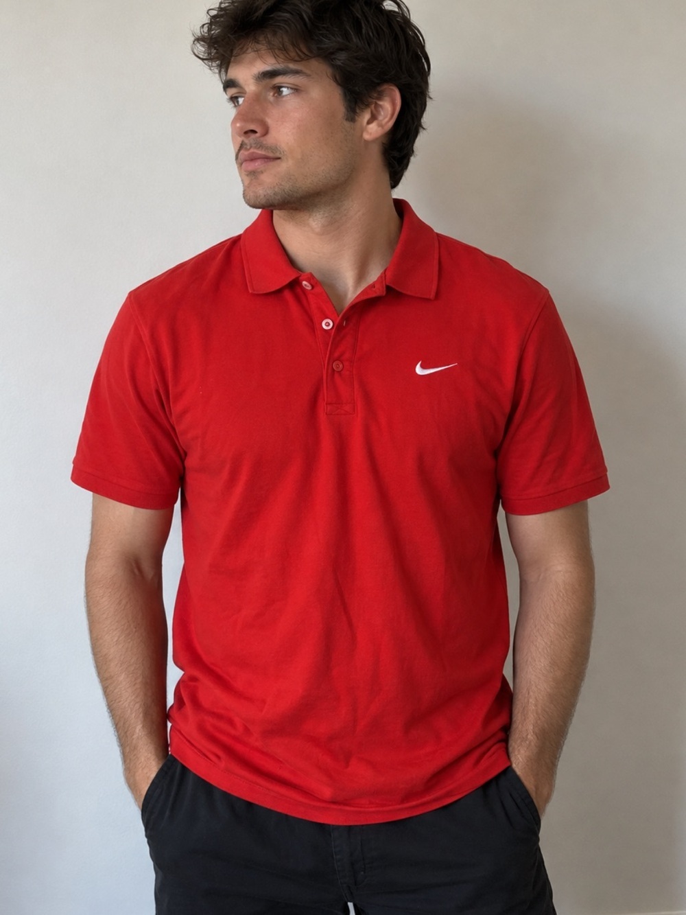 Nike Red Short Sleeve Polo Shirt Men’s Size S Classic Swoosh Preppy Golf